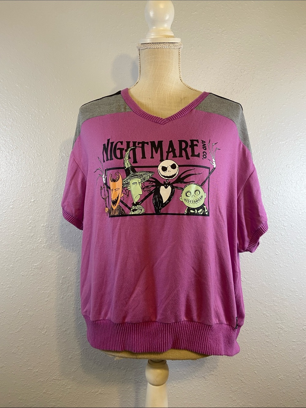 Disney The Nightmare Before Christmas Spooky Halloween Jack Skeleton Top Sz L